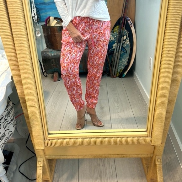 💞BODEN,ENCHANTING-PAISLEY, WOMENS TAPERED PANTS in PAPAYA, EUC,Size 10 Regular - Picture 3 of 9